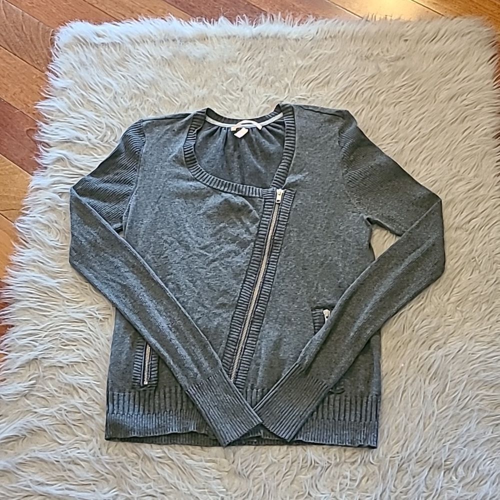Victoria‎ secret womens gray cotton crew neck soft zip up sweater